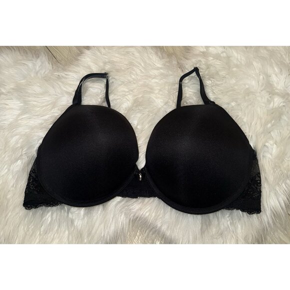 Smart & Sexy SA276X Super Push Up Bra Add 2 Cups Lace UW Womens 42C Black - Picture 2 of 7